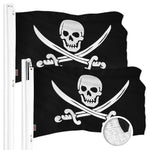 Load image into Gallery viewer, G128 2 Pack: Pirate Jolly Roger Swords Flag  20x30 In  ToughWeave Series Embroidered 300D Polyester  Novelty Flag, Embroidered Design, Indoor/Outdoor, Brass Grommets