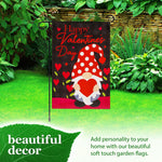 Load image into Gallery viewer, G128 Combo Pack: Garden Flag Stand Black 36 in x 16 in &amp; Garden Flag Happy Valentine's Day Decoration Gnome Holding Red Heart 12x18 Blockout Fabric