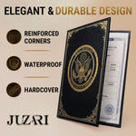 Load image into Gallery viewer, Birth Certificate Holder 8.5x11 Black Faux Leather Document Protector for Records Letter Size Durable Birth Certificate Document Holder Sleeve Protective Keepsake Folder with Gold Foil Cover