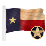 Load image into Gallery viewer, G128 Combo Pack: American USA TeaStained Flag 3x5 Ft &amp; Texas TeaStained Flag 3x5 Ft  Both ToughWeave Pro Series Embroidered 420D Polyester, Embroidered Design, Indoor/Outdoor, Brass Grommets