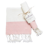Load image into Gallery viewer, The Fine Living Co. Turkish Hand Towels Set of 2  100% Cotton Kitchen and Bathroom Hand Towels Decorative Hand Towels for Bath Guest Face Hair Tea Dishcloth 40”x18” (White &amp; red)
