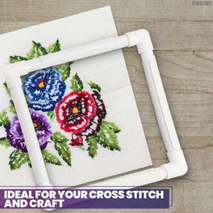 11 Inch Plastic Embroidery Hoop   Snap Needlework Frame White Plastic Sewing Hoops Hand Embroidery Hoops   Snap Needlework Frame Cross Stitch Frame Square Embroidery Hoop for Cross Stitching Quilting