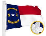 Load image into Gallery viewer, G128 North Carolina State Flag  5x8 Ft  StormFlyer Series Embroidered 220GSM Spun Polyester  Embroidered Design, Indoor/Outdoor, Brass Grommets, Heavy Duty, All Weather