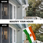 Load image into Gallery viewer, G128 Combo Pack: 6 Ft Tangle Free Aluminum Spinning Flagpole (Silver) &amp; Niger Nigerien Flag  3x5 Ft LiteWeave Pro Series Printed 150D Polyester  Pole with Flag Included