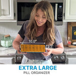 Load image into Gallery viewer, Extra Large Pill Organizer   XXL Vitamin Holder for Weekly Supplements   Double Sided Pill Box 7 Day with Big AM PM Compartments Huge Daily Medicine Dispenser 2 Times a Day Reliable and Easy to Use