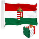 Load image into Gallery viewer, G128 5 Pack: Hungary Hungarian Coat of Arms Flag  3x5 Ft  LiteWeave Pro Series Printed 300D Polyester  Country Flag, Vibrant Colors, Brass Grommets