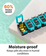 Load image into Gallery viewer, Weekly Pill Organizer 1 time a Day Pill Box 7 Day with Enhanced Waterproof Seal Large compartments Hold Big Vitamins &amp; Supplements Upgraded Locking lids for Home &amp; Travel use Durable Hard case
