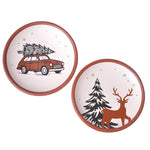 Load image into Gallery viewer, 8 Inch Terracotta Winter Plates Set of 2 Ceramic Wall Hanging Clay Decorative Plates for Winter Decorations Round Wall Decor for Living Room &amp; Kitchen