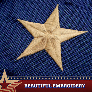 USA Tea Stained Pleated Fan Flag 2x4FT Burlap Embroidered Polyester Stars and Stripes