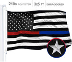 Load image into Gallery viewer, G128 Combo Pack: USA American Flag 3x5 Ft Embroidered Stars &amp; Thin Blue Line and Thin Red Line Flag 3x5 Ft Embroidered