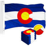 Load image into Gallery viewer, G128 5 Pack: Colorado CO State Flag  4x6 Ft  ToughWeave Series Embroidered 300D Polyester  Embroidered Design, Indoor/Outdoor, Brass Grommets
