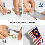 Load image into Gallery viewer, G128 Combo Pack: 6 Ft Tangle Free Spinning Flagpole (Silver) &amp; Malaysia Flag 3x5 Ft Printed 150D Polyester, Brass Grommets (Flag Included) Aluminum Flag Pole