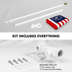 Load image into Gallery viewer, G128 Combo Pack: 6 Ft Tangle Free Aluminum Spinning Flagpole (White) &amp; American USA Yacht Ensign Flag 3x5 Ft, LiteWeave Pro Series Printed 150D Polyester  Pole with Flag Included