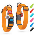 Load image into Gallery viewer, Waterproof Dog Collar Adjustable 12–19 in Neck x 1 in Wide Buckle &amp; QR Tag Orange
