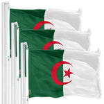Load image into Gallery viewer, G128 3 Pack: Algeria Algerian Flag  3x5 Ft  LiteWeave Pro Series Printed 150D Polyester  Country Flag, Indoor/Outdoor, Vibrant Colors, Brass Grommets, Thicker and More Durable Than 100D 75D Poly