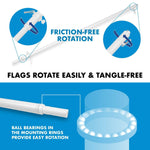 Load image into Gallery viewer, G128  5 Feet Tangle Free Spinning Flagpole (White) American Flag Brass Grommets Embroidered 2x3 ft American Flag Brass Grommets (Flag Included) Aluminum Flag Pole