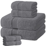Load image into Gallery viewer, Gray Bath Towel Set of 6 Cotton 100% Highly Absorbent Towels for Bathroom 2 Luxury Bath Towels 650GSM 2 Hand Towels 2 Washcloths