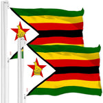 Load image into Gallery viewer, G128 2 Pack: Zimbabwe Zimbabwean Flag  3x5 Ft  LiteWeave Pro Series Printed 150D Polyester  Country Flag, Vibrant Colors, Brass Grommets, Thicker and More Durable Than 100D 75D Polyester