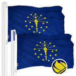 Load image into Gallery viewer, G128 2 Pack: Indiana IN State Flag  4x6 Ft  ToughWeave Series Embroidered 300D Polyester  Embroidered Design, Indoor/Outdoor, Brass Grommets