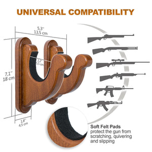 Gun Rack Wall Mount Natural Wood Hold Up Displays Horizontal Store Gun Rack