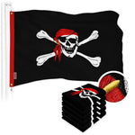 Load image into Gallery viewer, G128 5 Pack: Pirate Jolly Roger Red Head Scarf Flag  1x1.5 Ft  ToughWeave Series Embroidered 300D Polyester  Novelty Flag, Embroidered Design, Indoor/Outdoor, Brass Grommets