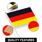 Load image into Gallery viewer, G128 12 Pack Handheld Germany German Stick Flags  12x18 In  Printed 150D Polyester, Country Flag, Solid Wooden Stick, Spear Gold Tip