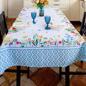 Floral Color Rectangle Tablecloth 60x84 inch Non Iron Stain Resistant Polyester