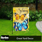 Load image into Gallery viewer, G128 Combo Pack: Garden Flag Stand Black 36x16 Inch &amp; Garden Flag Hello Spring Butterflies Flowers 12x18 Inch