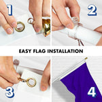 Load image into Gallery viewer, G128 Combo Pack: 5 Ft Tangle Free Aluminum Spinning Flagpole (White) &amp; Solid Violet Color Flag 2x3 Ft, LiteWeave Pro Series Printed 150D Polyester  Pole with Flag Included