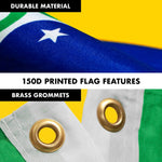Load image into Gallery viewer, G128 Combo Pack: 6 Feet Tangle Free Spinning Flagpole (Silver) Brazil Brazilian Flag 3x5 ft Printed 150D Brass Grommets (Flag Included) Aluminum Flag Pole