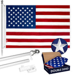 Load image into Gallery viewer, G128  6 Feet Tangle Free Spinning Flagpole (Silver) USA Double Sided Brass Grommets Embroidered 3x5 ft (Flag Included) Aluminum Flag Pole