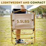 Load image into Gallery viewer, Beige Portable Folding Camping Chair 31x21x20 Inch Lightweight Beach Chairs for Adults up to 265 Lbs Breathable Ripstop Fabric Outdoor Seating with Ergonomic Beech Wood Armrests