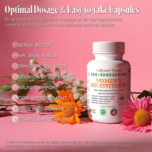 Women's Multivitamin & Mineral Complex with Plant Based Extracts Hair Skin and Nails Vitamins Foundational Multivitamin for Women 30 Day Supply