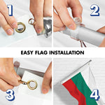 Load image into Gallery viewer, G128 Combo Pack: 6 Ft Tangle Free Spinning Flagpole (Silver) &amp; Bulgaria Flag 3x5 Ft Printed 150D Polyester, Brass Grommets (Flag Included) Aluminum Flag Pole