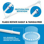 Load image into Gallery viewer, G128 Combo Pack: 6 Ft Tangle Free Aluminum Spinning Flagpole (White) &amp; Thin Blue Line Flag 3x5 Ft, LiteWeave Pro Series Printed 150D Polyester, 4 Corner Brass Grommets  Pole with Flag Included
