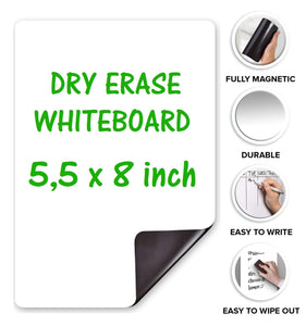 Small Dry Erase White Board Fridge Magnetic Shopping List A5 Size 5.5х8 Inch