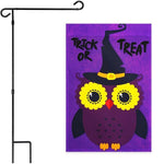 Load image into Gallery viewer, G128 Combo Pack: Garden Flag Stand Black 36x16 Inch &amp; Garden Flag Trick or Treat Owl Purple 12x18 Inch
