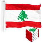 Load image into Gallery viewer, G128 5 Pack: Lebanon Lebanese Flag  3x5 Ft  Printed 150D Polyester  Indoor/Outdoor, Vibrant Colors, Brass Grommets, Quality Polyester, Much Thicker More Durable Than 100D 75D Polyester