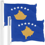 Load image into Gallery viewer, G128 2 Pack: Kosovo Kosovar Flag  3x5 Ft  Printed 150D Polyester  Indoor/Outdoor, Vibrant Colors, Brass Grommets, Quality Polyester, Much Thicker More Durable Than 100D 75D Polyester