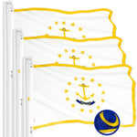 Load image into Gallery viewer, G128 3 Pack: Rhode Island RI State Flag  4x6 Ft  ToughWeave Series Embroidered 300D Polyester  Embroidered Design, Indoor/Outdoor, Brass Grommets