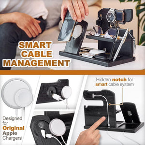 Wood Phone Docking Station Charger Xmas Gifts for Men or Dad for Husband