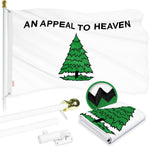 Load image into Gallery viewer, G128 Combo Pack: 6 Ft Tangle Free Aluminum Spinning Flagpole (White) &amp; An Appeal to Heaven Flag 3x5 Ft, ToughWeave Series Embroidered 300D Polyester  Pole with Flag Included