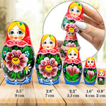 Load image into Gallery viewer, Traditional Russian Nesting Dolls Set 5 pcs Handmade Babushka Nesting Dolls with Flowers Matryoshka Doll with Flower Decororations Munecas Rusas