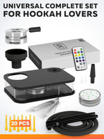 Load image into Gallery viewer, Portable Hookah Set With Everything Black Portable Hookah Set for Travel with Flat Hookah Box Portable Hookah Kit with Charcoal Holder &amp; Coal Cover Travel Shisha Hookah Set