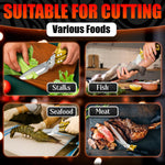 Load image into Gallery viewer, 4 in 1 Multifunction Heavy Duty Kitchen Shears Sharp Seafood Fish Turkey Chicken Shears with Non Slip Metal Handle &amp; Micro Serrated Blades for Meat Spring Loaded Bone Scissors Gold