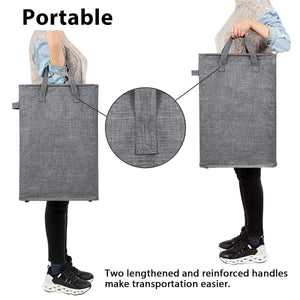 Slim Laundry Hamper With Handles Collapsible Laundry Basket Thin Dirty Clothes Basket Narrow Laundry Bag Foldable Dirty Cloth Hamper 45L (21 inchesDark Grey)