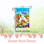 Load image into Gallery viewer, G128  Happy Easter Carrots Colorful Eggs with Bunny in Basket Garden Flag  12x18 Inch  Printed 150D Polyester  Rustic Holiday Seasonal Outdoor Flag