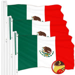 Load image into Gallery viewer, G128 3 Pack: Mexico Mexican Flag  5x8 Ft  ToughWeave Series Embroidered 300D Polyester  Country Flag, Embroidered Design, Indoor/Outdoor, Brass Grommets