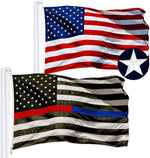 Load image into Gallery viewer, G128 Combo Pack: USA American Flag 3x5 Ft Embroidered Stars &amp; Thin Blue Line and Thin Red Line Flag 3x5 Ft Embroidered