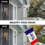 Load image into Gallery viewer, G128 Combo Pack: 6 Ft Tangle Free Aluminum Spinning Flagpole (Black) &amp; Iowa IA Deluxe State Flag 3x5 Ft, ToughWeave Series Embroidered 300D Polyester  Pole with Flag Included